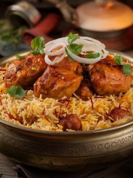 A vibrant chicken biryani recipe featuring fragrant basmati rice and tender spiced chicken.